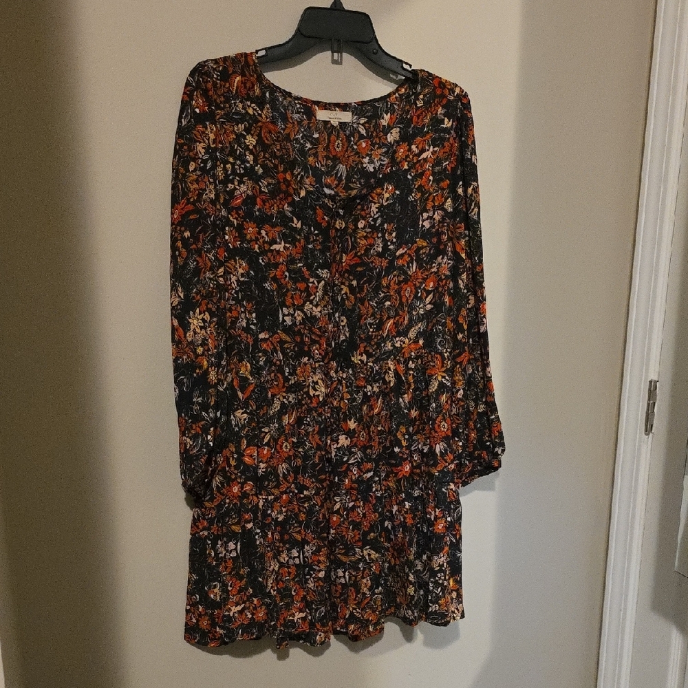 Chelsea & Violet Orange and Brown Long Sleeve Sundress